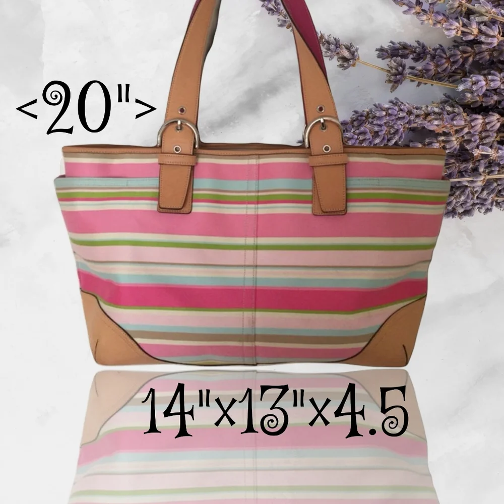 Coach Lg multi color strip baby /or travel bag